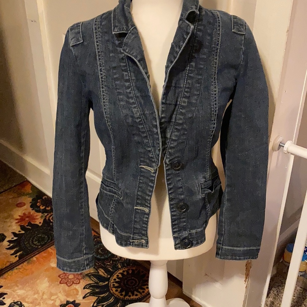 Cabi hand decorated jean jacket size S